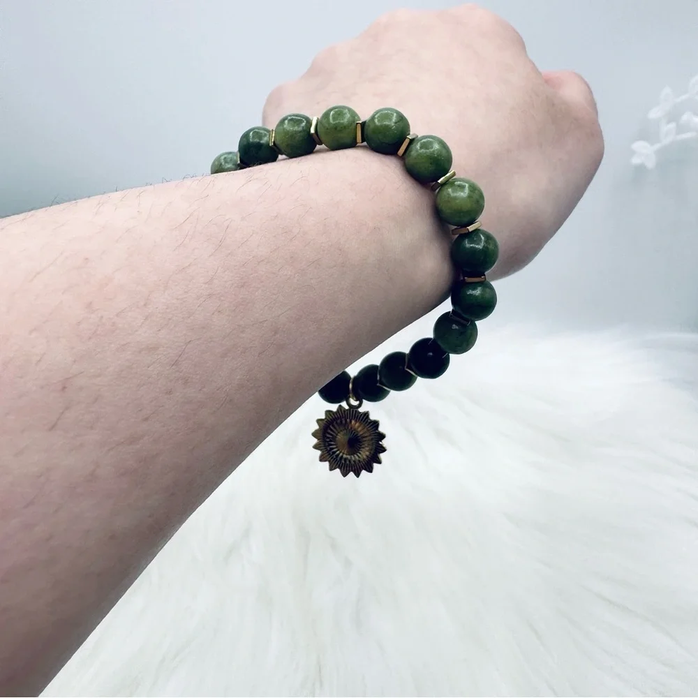 Go Green Sunflower Beaded Bracelet Charm